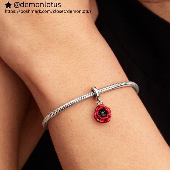 Pandora Red Flower Dangle Charm - Picture 5 of 5